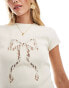 Miss Selfridge bow detail baby tee in ivory