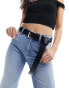 ASOS DESIGN rectangular buckle long boyfriend belt in black