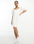 ASOS DESIGN broderie mini smock dress with curve seam in white