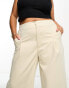 In The Style Plus x Gemma Atkinson high waist wide leg trouser in beige