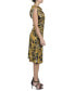 Women's Printed Cowl-Neck Short-Sleeve Satin Dress