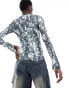 Monki long sleeve silver sequin print top