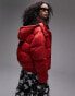 Topshop – Sno – Puffer-Skijacke in Rot mit Kapuze