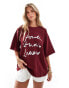 4th & Reckless fourth studio London motif t-shirt in burgundy