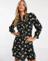 Whistles falling floral flippy dress in black