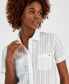 Women's Cotton Textured-Stripe Button Shirt