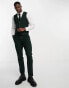 ASOS DESIGN slim wool mix suit waistcoat in herringbone in green