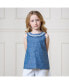 Toddler Girls Organic Sleeveless Ruffle Collar Chambray Button Back Top