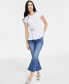 Women's Embellished-Waist Cotton T-Shirt, Created for Macy's