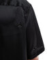 ASOS DESIGN oversized boxy revere embellished satin shirt in black