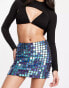 ASOS DESIGN embellished disc mini skirt in blue