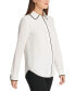 Petite Piped-Trim Button-Up Blouse, Created for Macy's