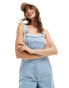 ASOS DESIGN soft wide leg dungaree in mid blue