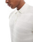 Threadbare knitted stripe polo in ecru