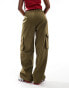 Noisy May wide leg tailored cargo in khaki