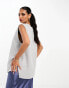 ASOS DESIGN – Sehr weiches Oversize-Tanktop in Grau meliert mit seitlichem Schlitz