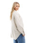 Vero Moda Curve linen blend long sleeved shirt in stone