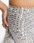 ASOS DESIGN embellished stud mini skirt in silver