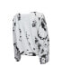 Women's Threads White and Black Brooklyn Nets Aquarius Tie-Dye Cropped V-Neck Long Sleeve T-shirt