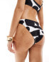 ASOS DESIGN Sheri high leg hipster bikini bottom in mono abstract