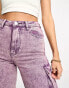 Kyo The Brand denim metallic utility wide leg jean co-ord in lilac