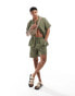 South Beach tonal seersucker stripe beach short in khaki