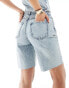 Kaiia denim longline shorts co-ord in blue acid wash