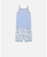 Baby Girl Organic Cotton Two Piece Pajama Set Baby Blue Printed Daisies - Infant