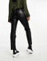 Vero Moda leather look cigarette trouser in black