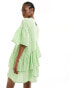 Native Youth ruffle detail gingham mini smock dress in green