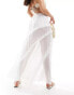 Aria Cove semi sheer ruffle trim chiffon maxi beach skirt in white