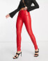 ASOS DESIGN Tall cigarette faux leather trouser in red