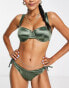 ASOS DESIGN Fuller Bust gleam underwired bikini top in khaki