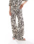 ASOS DESIGN low rise textured co-ord trousers in linen look in zebra print