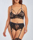 Plus Size 3 Piece Bralette, Garter Skirt and Panty Lingerie Set