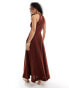 ASOS DESIGN racer underbust seam maxi sundress with full skirt in chocolate