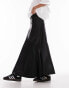 Topshop leather look fishtail maxi skirt in black