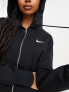 Nike mini swoosh oversized full zip hoodie in black and sail