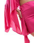 Aria Cove satin kimono sleeve cut out tie front mini dress in pink