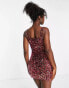 Miss Selfridge sequin wide strap bodycon mini dress in red