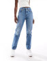 Levi's 501 straight fit crop jeans in mid blue