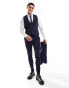 ASOS DESIGN super skinny suit waistcoat in navy tonal check