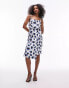 Topshop square neck wrap tie midi slip dress in blue floral