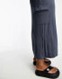 Yours cargo jersey midi skirt in washed blue