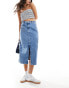 Tommy Jeans Claire utility denim midi skirt in mid wash