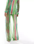 Mango stripe co-ord beach trousers in green and pink