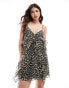 ASOS DESIGN chiffon ruffle mini slip dress in leopard print