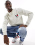 Tommy Jeans regular essential flag crew neck sweatshirt in off white