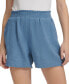 Women's Smocked-Waist Double-Crepe Pull-On Cotton Shorts