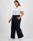 Trendy Plus Size Wide-Leg Twill Pants